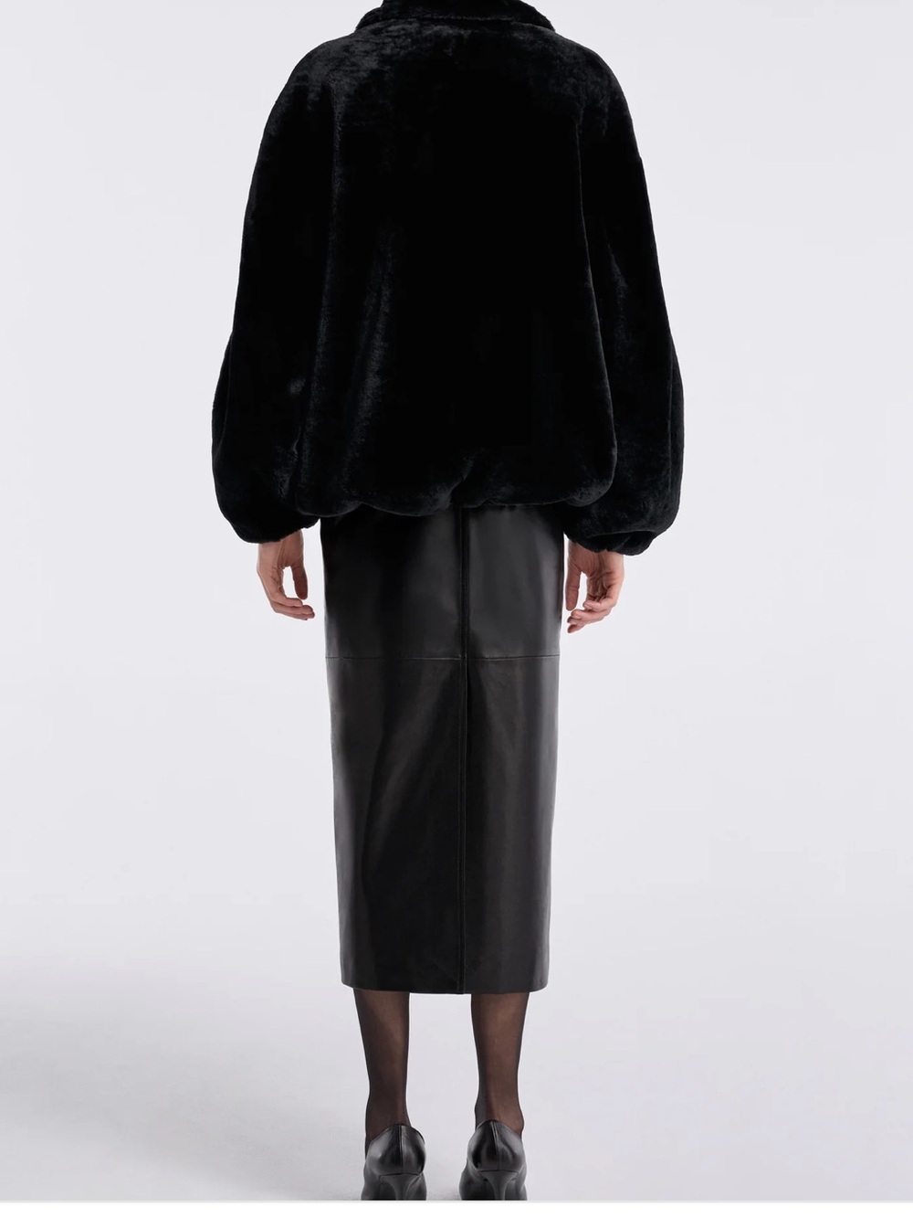Black Faux-Fur Zip Bomber Jacket - Women - Picture 3 of 4